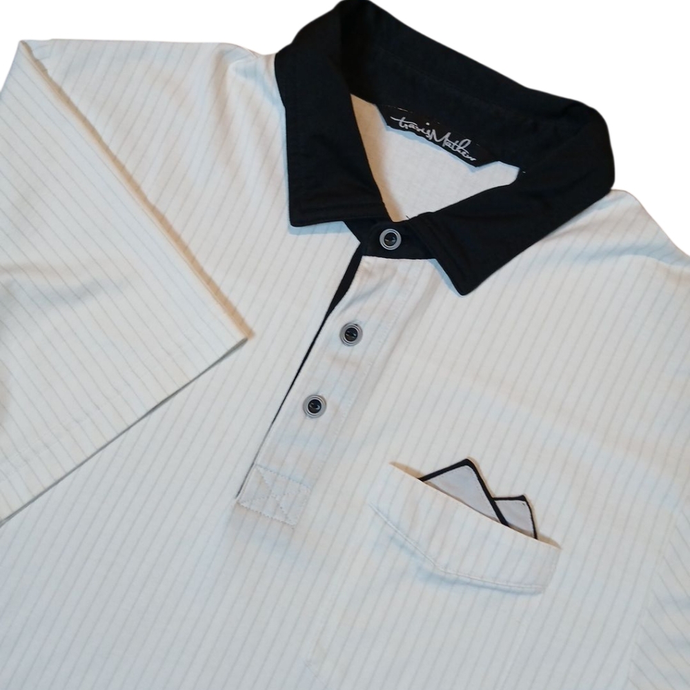 Travis Mathew Pima Cotton Pinstripe Active Polo Shirt Mens Large